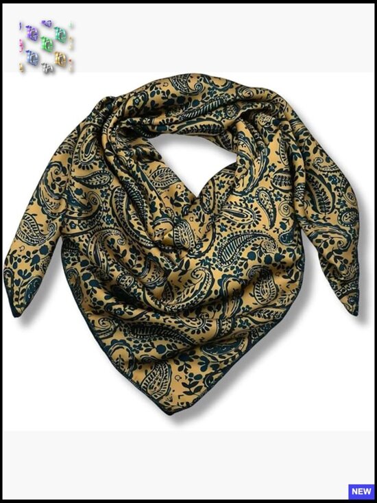 Accessories - 36 Inch Square Paisley Print Fashion Scarf Silk Blend Unisex Western Bandana